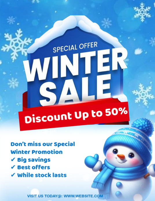 Blue Maximalist Winter Sales Promotion Template Flyer (us Letter ...