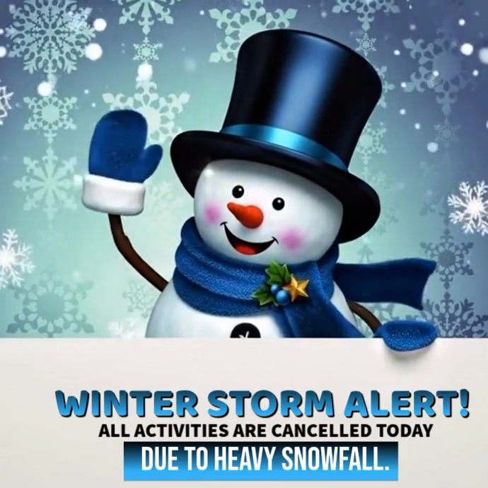 Blue Maximalist Winter Storm Announcement Instagram Post Template ...