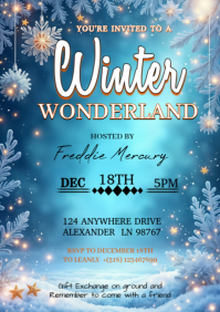 Blue Maximalist Winter Wonderland Party Design Poster  A1 template