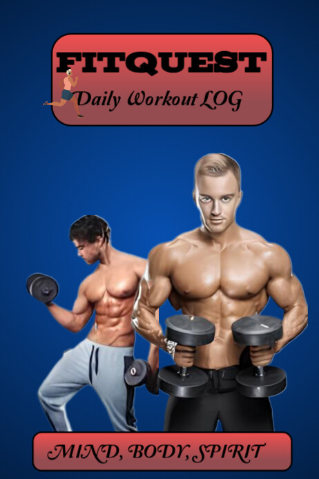 Blue Maximalist Workout Journal Cover  Poster Plakkaat template