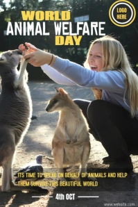 Blue Maximalist World Animal Day  Poster Plakkaat template