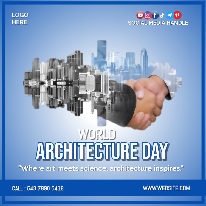 Blue Maximalist World Architecture Day  Instagram Post template