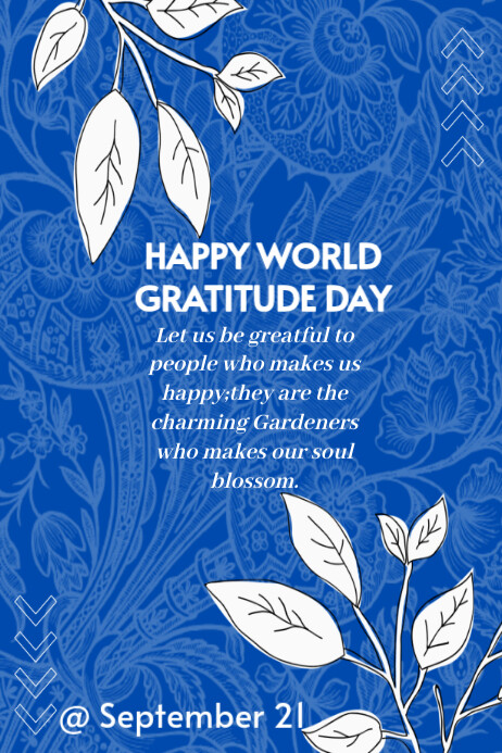 Blue Maximalist World Gratitude Day  Poster Plakkaat template