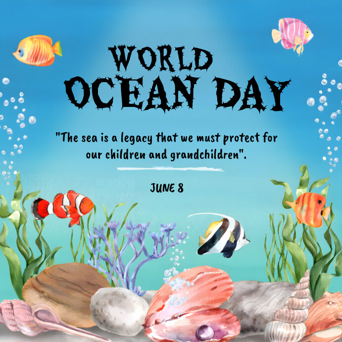 Copy of Blue Maximalist World Ocean Day Instagram Po | PosterMyWall