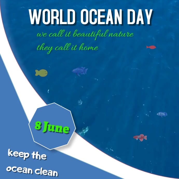 Blue Maximalist World Ocean Day  Square (1:1) 方形(1:1) template