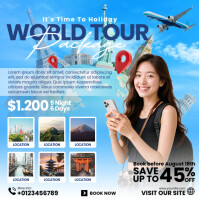 Blue Maximalist World Tour Package Instagram Post template