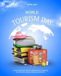 Blue Maximalist World Tourism Day  Instagram Portrait template