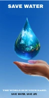 Blue Maximalist World Water Day Roll Up Banne Cartel enrollable de 3 × 6 pulg. template