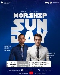 Blue Maximalist Worship Sunday Church Service Instagram Portrait template
