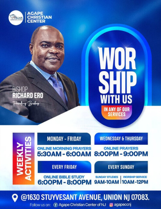 Copy of Blue Maximalist Worship With Us Church Flyers Flyer (us Letter ...