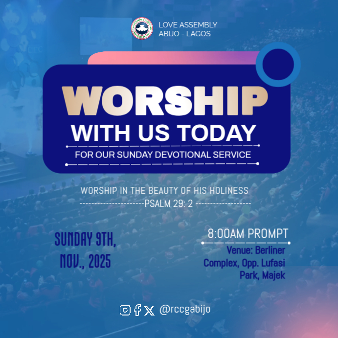 Blue Maximalist Worship With Us Instagram Post Template | PosterMyWall