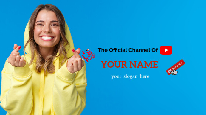 Blue Maximalist Y Youtube Channel Cover Photo Template | PosterMyWall