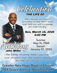 Blue Memorial Service Flyer template