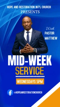 Blue Mid-week Service  Digital Display (9:16) template