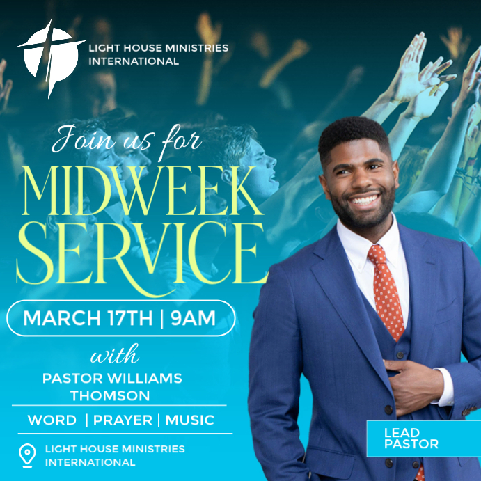 Blue Midweek Service Instagram Post Template | PosterMyWall