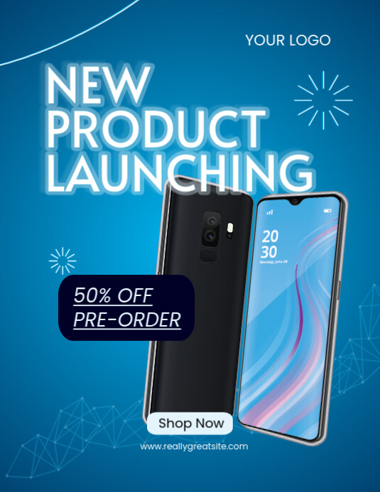 Blue Minimalist New Product Launching Discount Flyer (Us Letter ...