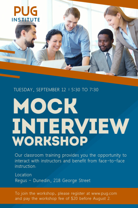 Copy of Blue mock interview workshop poster | PosterMyWall
