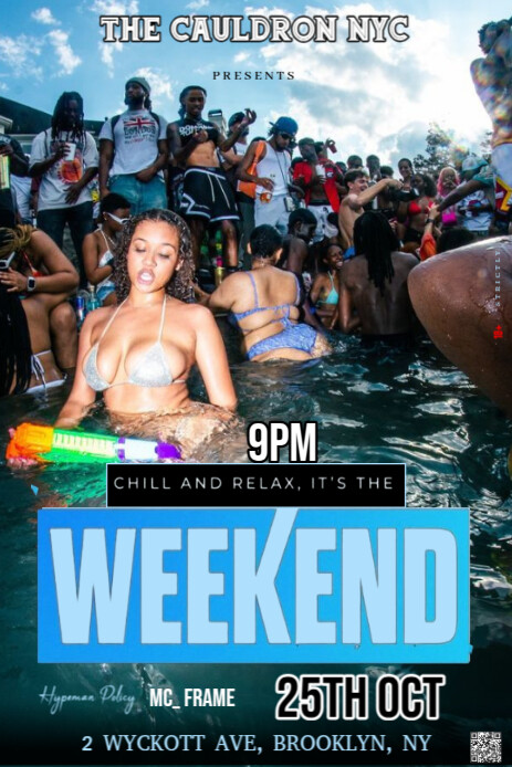 Blue Modern & Minimal ​the Image Is A Flyer Or Poster For An Event Called "chill And Relax It's Week Pinterest Graphic template