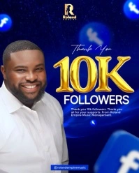 Blue Modern & Minimal 10k Facebook Thank You Template Instagram Portrait