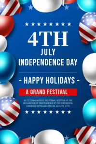 Blue Modern & Minimal 4th Of July Festival  Pinterest Graphic template