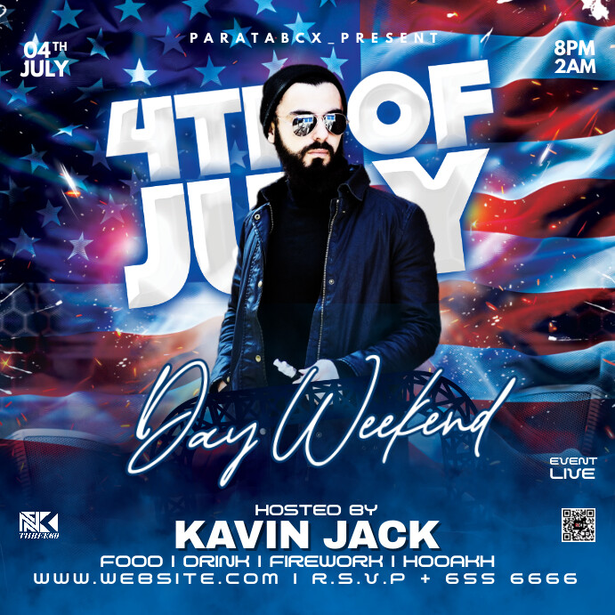 Blue Modern & Minimal  4th Of July Weekend Pa Instagram na Post template
