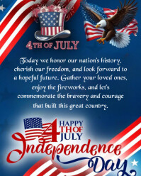 Blue Modern & Minimal 4th Of July Wish Card Instagram Portrait template
