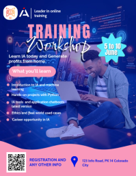 Blue Modern & Minimal AI Training Workshop Flyer Pamflet (VSA Brief) template