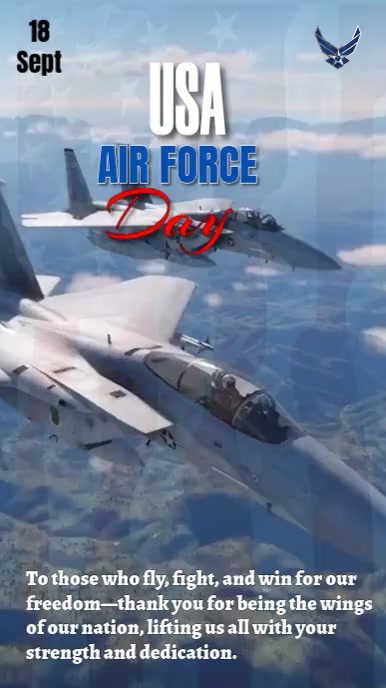 Blue Modern & Minimal Air Force Day Instagram template