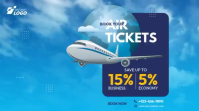 Blue Modern & Minimal Airline Ticket Promotion Twitter Post Video template