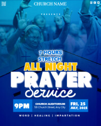 Blue Modern & Minimal All Night Prayer Meeting  Instagram Portrait template