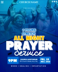 Blue Modern & Minimal All Night Prayer Meeting  Instagram Portrait template