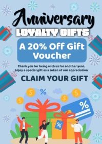Blue Modern & Minimal Anniversary Loyalty Gifts A1 template