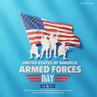 Blue Modern & Minimal Armed Forces Day Square Video Квадрат (1 : 1) template