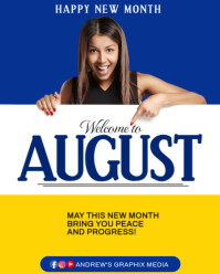 Blue Modern & Minimal  August 2025 Flyer Design Instagram Portrait template