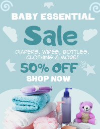 Blue Modern & Minimal Baby Essential Sale Flyer (us Letter) template