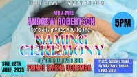 Blue Modern & Minimal Baby Naming Ceremony Youtube Thumbnail template