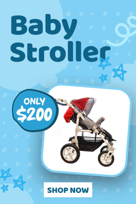 Blue Modern & Minimal Baby Stroller Poster Template | PosterMyWall