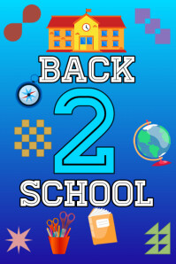 Blue Modern & Minimal Back To School Poster Póster template