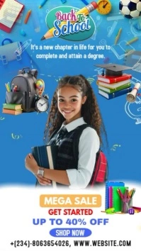 Blue Modern & Minimal Back To School Template Instagram Story Indaba yaku-Instagram