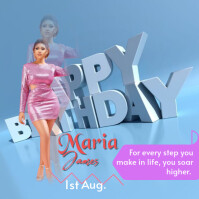 Blue Modern & Minimal Birthday Greetings Poster Instagram Post template