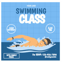 Blue Modern & Minimal  Blue Swimming Instagram Post Instagram Post template