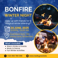 Blue Modern & Minimal Bonfire Winter Night Instagram Post template