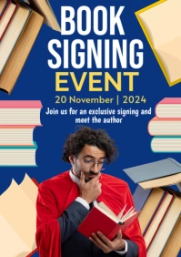 Blue Modern & Minimal Book Signing Event A1 template