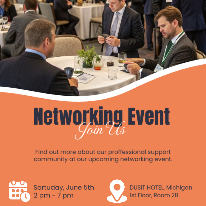 Blue Modern & Minimal Business Networking Event Poster Template Instagram Post
