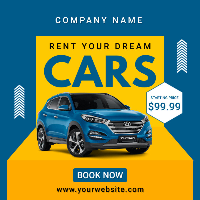 Blue Modern & Minimal Car For Rent Instagram Template | PosterMyWall