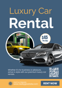 Синий Luxury Car Rental A2 Template