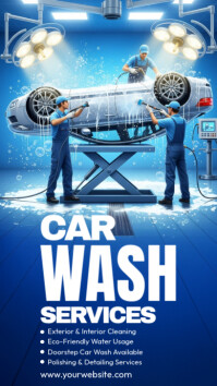 Blue Modern & Minimal Car Wash,  Instagram Story template