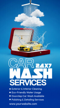 Blue Modern & Minimal Car Wash Instagram Story template