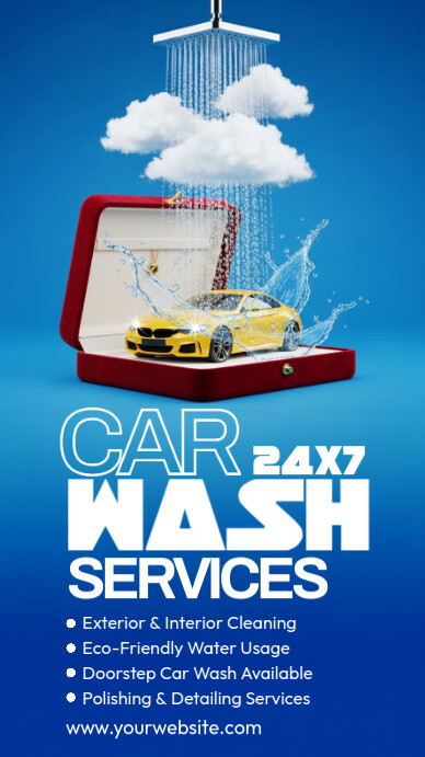 Blue Modern & Minimal Car Wash Instagram Story Instagram-verhaal template