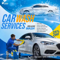 Niebieski Car Wash Services Wpis na Instagrama Template